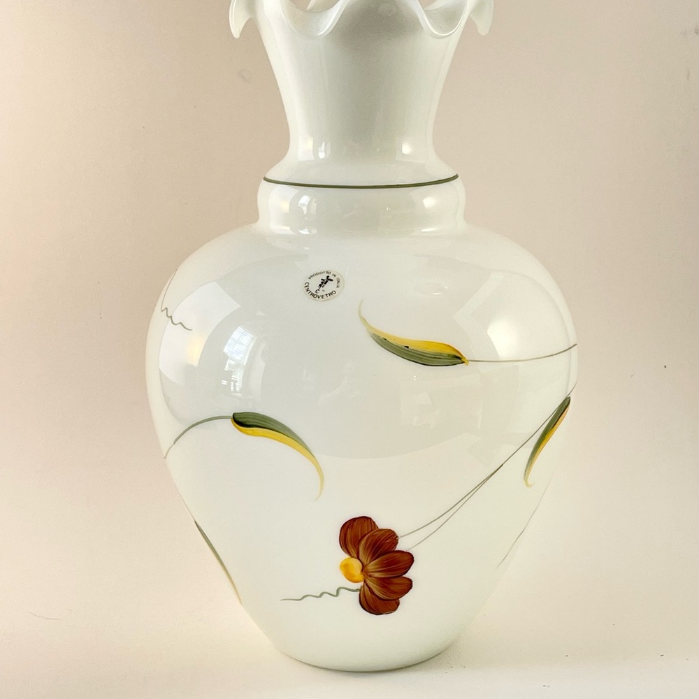 Italian Centrovetro Milk Glass Vase 11" Tall - Picture 5 of 14